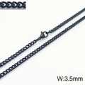 Black stainless steel curb chain necklace 3.5mm width for men with lobster clasp - 3.5mm Black / Necklace 45cm