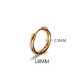 Polished 18mm golden stainless steel hoop earrings with 2.5mm thickness - 2.5*18mm Gold (Single)