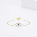 S925 Sterling Silber Evil Eye Armband mit blauem Kristall und verstellbarer Goldkette - 925er Silber / Gold