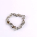 Handmade bracelet crafted with natural irregular gray and brown polished stone chips - Black Rutilated Quartz
