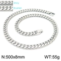 Silver stainless steel Cuban link chain in 8mm width with shiny and brushed finish - Shiny/Brushed (KN225332-Z)