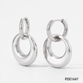 Minimalist silver dual-hoop earrings featuring a high-polish finish and detachable design - Silver Double Hoop Teardrop Style (PDE1647)