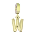 Polished gold titanium steel letter W alphabet pendant for DIY necklaces or bracelets - Letter W