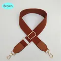 Adjustable brown canvas replacement bag strap with golden metal lobster clasps and leather trim - Dark Brown