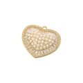 Elegant gold heart pendant with inlaid pearls and sparkling rectangular cubic zirconia - Heart / Gold