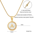 18K gold plated stainless steel necklace with letter A shell round pendant for women - Letter A (Includes Chain)