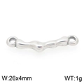 Silver stainless steel textured ocean jewelry link for DIY beach accessories 26x4mm - Silver Wave Connector (KLJ9918-Z)