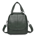 Mochila para mujer en cuero verde oscuro con textura de litchi y asas dobles de mano - Verde