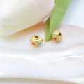 Cuentas espaciadoras de oro vintage con esmalte rojo y azul para joyería DIY - 8*6mm (2 Piezas) / Oro Antiguo