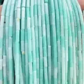 Light mint green natural Amazonite tube beads for DIY jewelry and bracelets making - 4x13mm Tube/Strand / Treated Amazonite