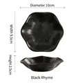 Matte black ceramic dipping bowl with 10cm diameter and scalloped lotus leaf design - Leaf Black Rhyme