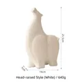 Abstract white ceramic alpaca sculpture with matte finish, height 25.5cm, for modern home decor - Head Held High Style / White
