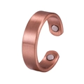 Adjustable copper magnetic therapy ring with brushed metal texture and dual magnet stones - Ring 2 / Copper