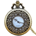 Vintage bronze pocket watch with floral hollow cover and quartz movement - Bronze - Quartz Hollow Floral