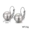 Polished 12mm stainless steel ball leverback earrings in silver finish for women - 12mm / Steel Color (KLJ586-Z)