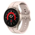 Pink silicone sports strap for Galaxy Watch 5/6/4 with a round black metal frame - watch5/5Pro / Official Pink
