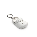 Creative white mini clog shoe keychain accessory with a silver metal ring - White Clog Shoe