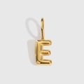 14K gold vacuum-plated bubble letter E pendant for DIY jewelry making - Letter E / Gold