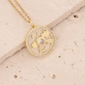 Collar de oro 18K con colgante de nácar y diseño de flor de trébol con circonitas finas - Madreperla (2# Blanco)