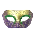 Maschera veneziana Mardi Gras viola verde e oro con dettagli in glitter fini - Viola Oro