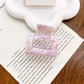 French vintage square acetate hair claw with purple and pink marble texture - Diamond Purple