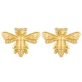 Macro detail of gold bee earrings with high polish texture and precise engraved details - 06 Gold Bee Stud Earrings