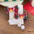 Fermagli per capelli natalizi a quadretti con pompon in ecopelliccia bianca e campanelli - 11-Fermaglio con Nappine Campanello