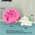 Pink rose silicone cake mold and flower resin casting with detailed dimension measurements - 3521 Gardenia / Pink