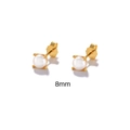 Pendientes de perlas clásicas de 8mm con montura de cuatro garras en plata 925 bañada en oro - 8mm / Dorado