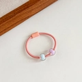 Pink high elasticity hair ring with colorful transparent beads and cylinder clasp - Orange