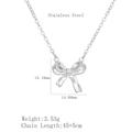 Silver bow necklace in stainless steel featuring dimensions and weight specifications - LN1951 / Silver