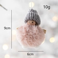 Pink plush angel doll pendant with gray knitted hat and silver silk for Christmas decor - Gray Hat Pink Fur Elf (Style Q)