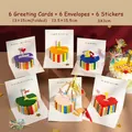 6er-Pack 3D-Pop-up-Geburtstagskarten mit Umschlägen und Aufklebern, 13x15cm - 6er-Set Stile