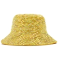 Cappello a secchiello giallo di lusso con strass su sfondo bianco per moda e palco - M(56-58cm) / Giallo