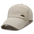 Beige baseball cap with breathable mesh back and mountain metal plaque detail - Adjustable / Mountain Label Khaki