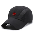 Quick-dry breathable sports baseball cap in black with three red stripes on the side - Adjustable / Black