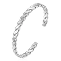 Bracciale rigido a C argento da 6mm con motivo a corda intrecciata e design regolabile - Color Acciaio