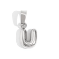 3D bubble style silver metal letter U pendant with a polished minimalist finish - Steel-U