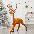 Standing 120cm Christmas reindeer decoration with brown fur and realistic antlers - 120cm