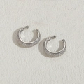 Clip per cartilagine argentate con micro zirconi incastonati e design a forma di C - Placcato Platino Zircone Bianco