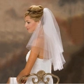 Voile de mariée court à deux couches en tulle blanc avec peigne pour mariage - Double Couche Avec Peigne / Blanc Cassé (Ivoire)