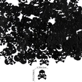 Dettaglio macro di coriandoli a teschio nero con misure precise per decorazioni di Halloween - Teschio di Halloween Nero / 15g