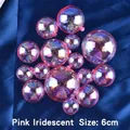 Set of 6cm iridescent pink cake decoration spheres on elegant dark blue satin fabric - 6cm / Pink Dazzling