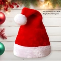 Plush red Santa hat with white trim and pompom, size 29x38cm, weight 75g for Christmas - Kids Thick Plush Large Ball Hat
