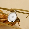Silver oval S925 sterling silver locket pendant featuring hand-engraved starburst design - 925 Silver / White Gold