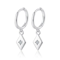 Orecchini a cerchio in argento S925 con pendente a rombo e stella in zircone - Rombo / Oro Bianco