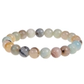Natural 8mm pink zebra and multicolor stone beaded elastic bracelet for women - Amazonite Bracelet