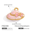 Pink hat shaped stainless steel pendant with gold plating and enamel finish - PJ92398-Pink Hat