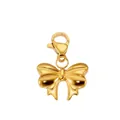 Ciondolo a fiocco dorato in acciaio inossidabile lucido con chiusura a moschettone - Ciondolo a Fiocco Dorato (Ciondolo Solo (Senza Catena)) / 1.2x1.4cm / Oro