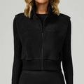 Gilet sportivo nero in pile da donna con collo alto e chiusura lampo per corsa - S / Nero Premium